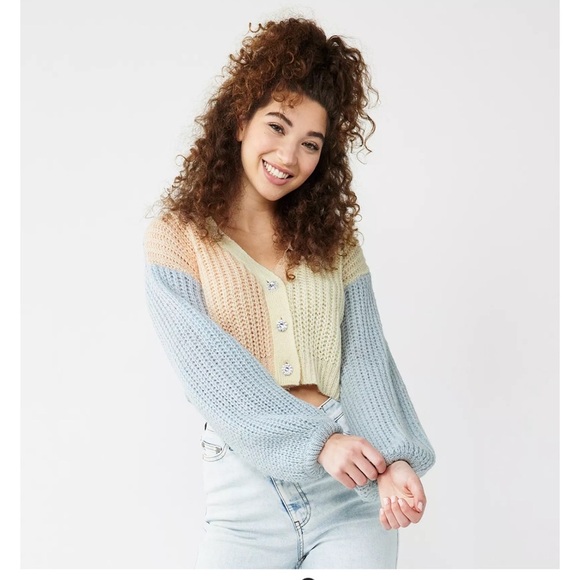 Pastel Colorblock Knit Cardigan Sweater - Picture 12 of 12